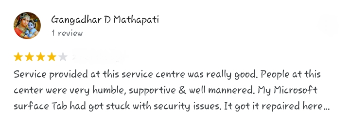 customer review 6 on google about our dell services in koramangala